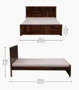 Berang Sheesham Wood Queen Size Bed without Storage (Teak Finish)