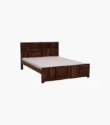 Berang Sheesham Wood Queen Size Bed without Storage (Teak Finish)