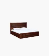 Boton Sheesham Wood Queen Size Bed with Hydraulic Box Storage (Teak Finish)