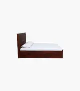 Boton Sheesham Wood Queen Size Bed with Hydraulic Box Storage (Teak Finish)