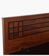 Boton Sheesham Wood Queen Size Bed with Hydraulic Box Storage (Teak Finish)
