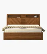 Casmo Sheesham Wood Queen Size Bed with Hydraulic Box Storage (Teak Finish)