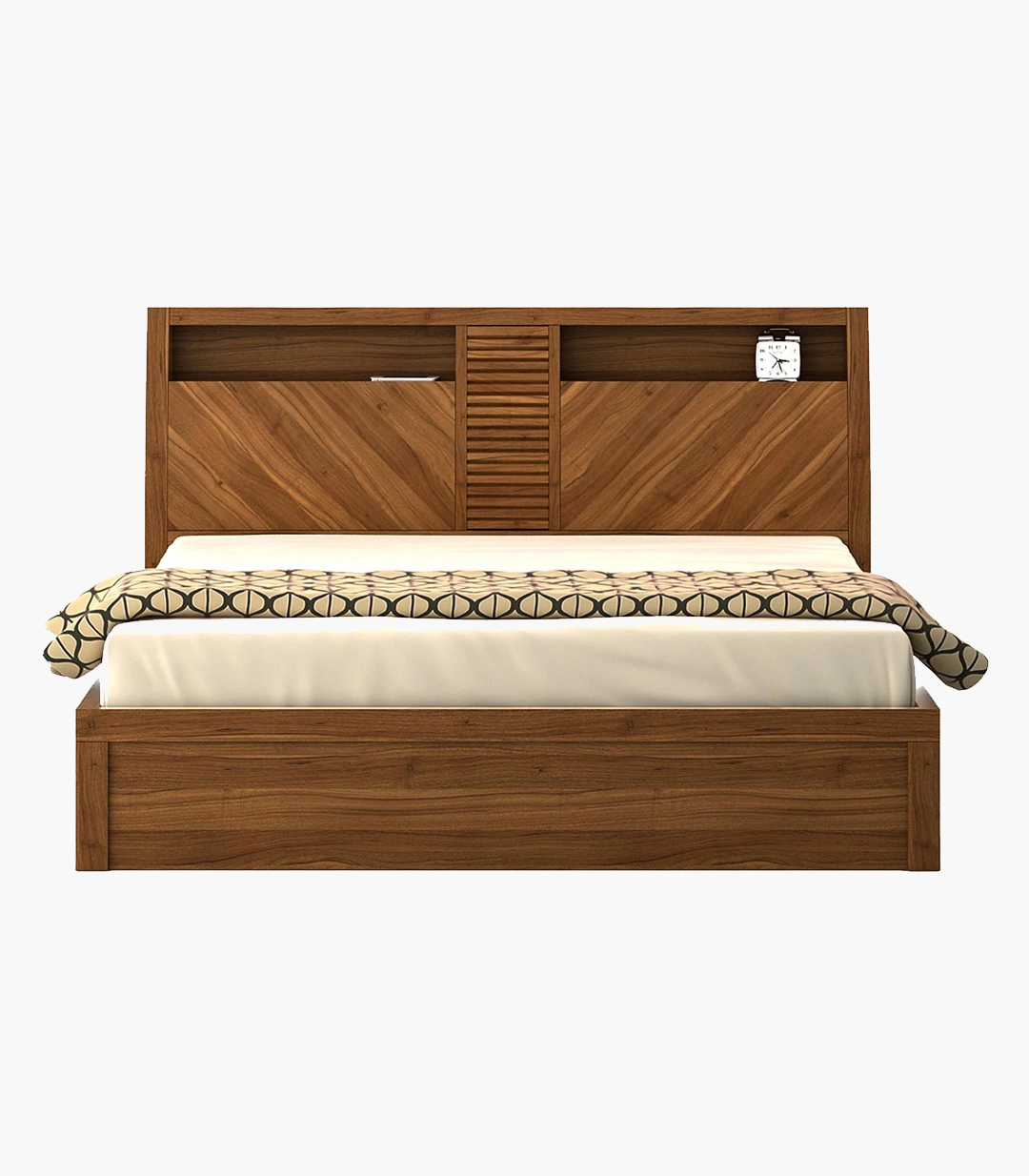 Casmo Sheesham Wood Queen Size Bed with Hydraulic Box Storage (Teak Finish)