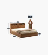 Casmo Sheesham Wood Queen Size Bed with Hydraulic Box Storage (Teak Finish)