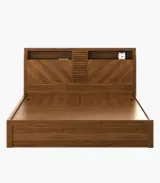 Casmo Sheesham Wood Queen Size Bed with Hydraulic Box Storage (Teak Finish)