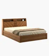 Casmo Sheesham Wood Queen Size Bed with Hydraulic Box Storage (Teak Finish)