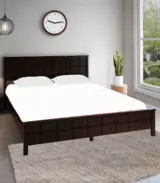 Cypher Solid Wood Queen Size Bed without Storage (Black Finish)