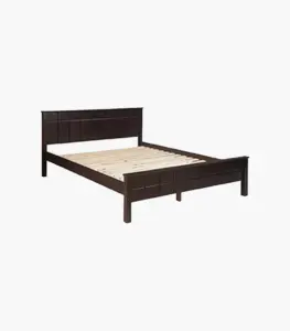 Cypher Solid Wood Queen Size Bed without Storage (Black Finish)