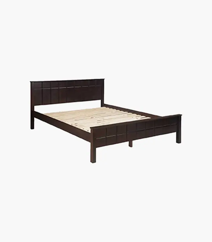 Cypher Solid Wood Queen Size Bed without Storage (Black Finish)