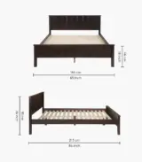 Cypher Solid Wood Queen Size Bed without Storage (Black Finish)