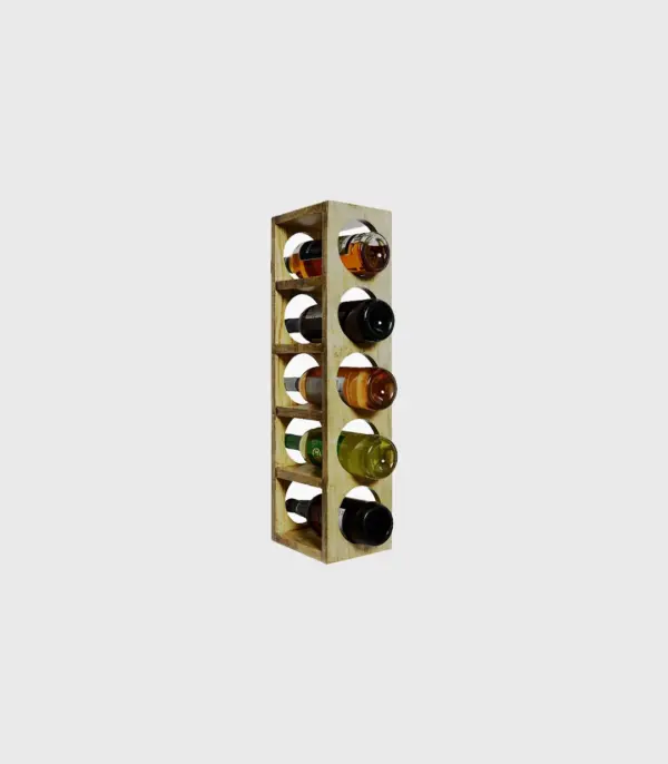 Delroy Mango Wood Wine Rack with 5 Bottle Capacity (Brown Finish)
