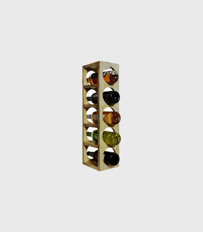 Delroy Mango Wood Wine Rack with 5 Bottle Capacity (Brown Finish)