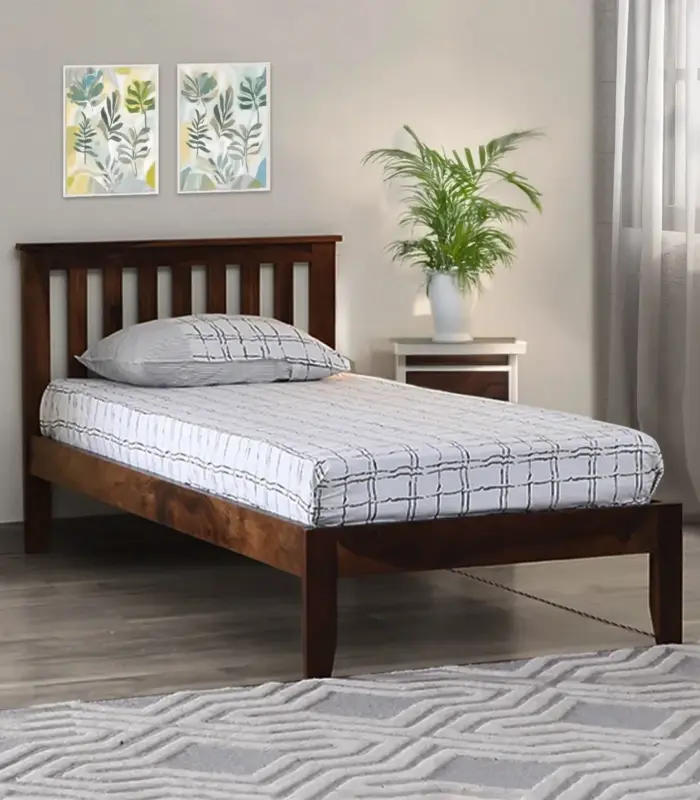 Eyva Sheesham Wood Single Bed without Storage (Provincial Teak Finish) 1
