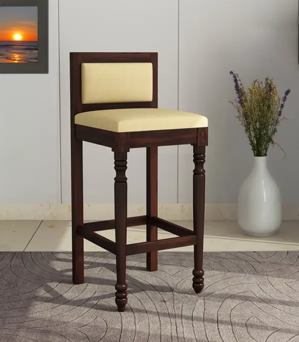 Ezora Sheesham Wood Bar Chair (Walnut Finish)