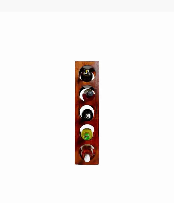 Ferrow Mango Wood Compact Wine Rack with 5 Bottle Capacity (Brown Finish)