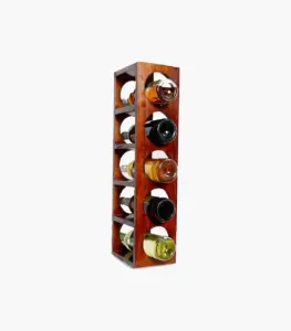 Ferrow Mango Wood Compact Wine Rack with 5 Bottle Capacity (Brown Finish)