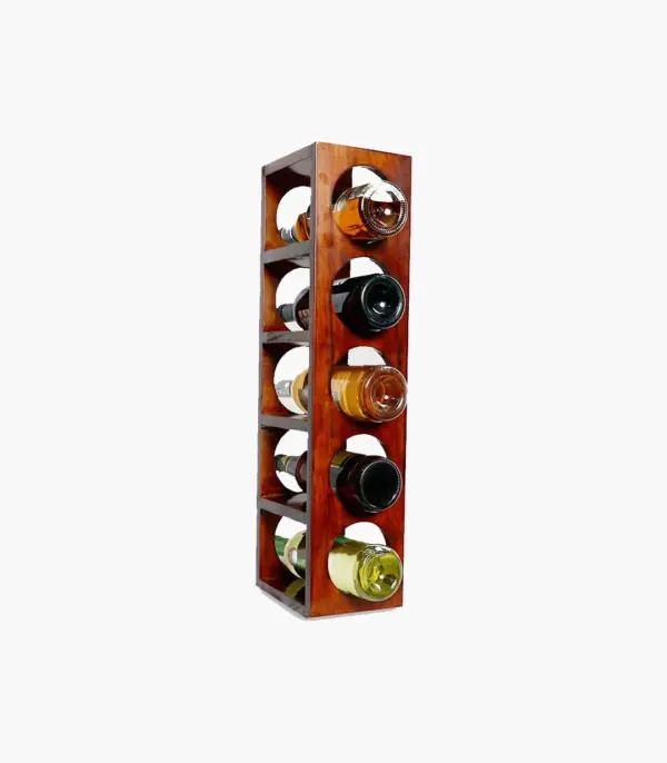 Ferrow Mango Wood Compact Wine Rack with 5 Bottle Capacity (Brown Finish)