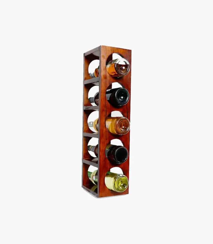 Ferrow Mango Wood Compact Wine Rack with 5 Bottle Capacity (Brown Finish)