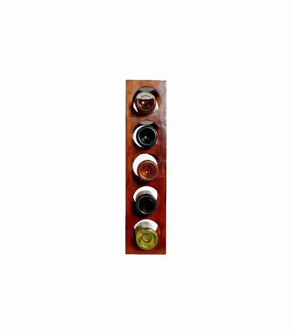 Ferrow Mango Wood Compact Wine Rack with 5 Bottle Capacity (Brown Finish)