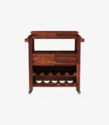 Hespor Sheesham Wood Bar Trolley (Honey Finish)