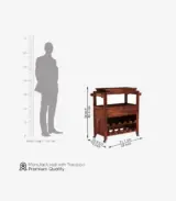 Hespor Sheesham Wood Bar Trolley (Honey Finish)