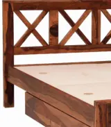 Krysos Sheesham Wood Queen Size Bed with Drawer Storage (Rustic Teak Finish)