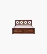 Krysos Sheesham Wood Queen Size Bed without Storage (Teak Finish)