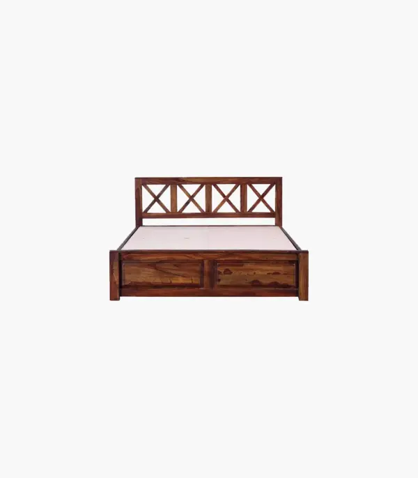 Krysos Sheesham Wood Queen Size Bed without Storage (Teak Finish)