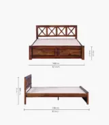 Krysos Sheesham Wood Queen Size Bed without Storage (Teak Finish)