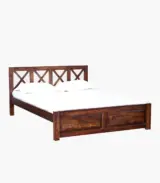Krysos Sheesham Wood Queen Size Bed without Storage (Teak Finish)
