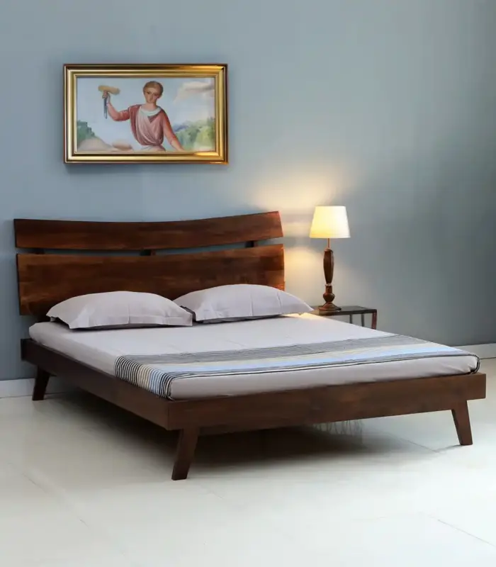 Lorrento Solid Wood Queen Size Bed without Storage (Tubbaq Finish)