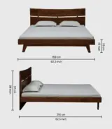 Lorrento Solid Wood Queen Size Bed without Storage (Tubbaq Finish)