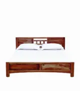Misty Sheesham Wood Queen Size Bed without Storage (Rustic Teak Finish)