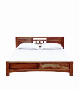 Misty Sheesham Wood Queen Size Bed without Storage (Rustic Teak Finish)
