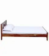 Misty Sheesham Wood Queen Size Bed without Storage (Rustic Teak Finish)
