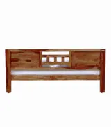 Misty Sheesham Wood Queen Size Bed without Storage (Rustic Teak Finish)