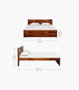 Newvo Sheesham Wood Queen Size Bed without Storage (Honey Oak Finish)
