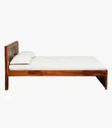 Newvo Sheesham Wood Queen Size Bed without Storage (Honey Oak Finish)
