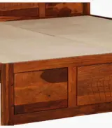 Newvo Sheesham Wood Queen Size Bed without Storage (Honey Oak Finish)