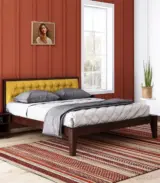 Nyork Solid Wood Queen Size Bed without Storage (Brown Finish)