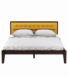 Nyork Solid Wood Queen Size Bed without Storage (Brown Finish)
