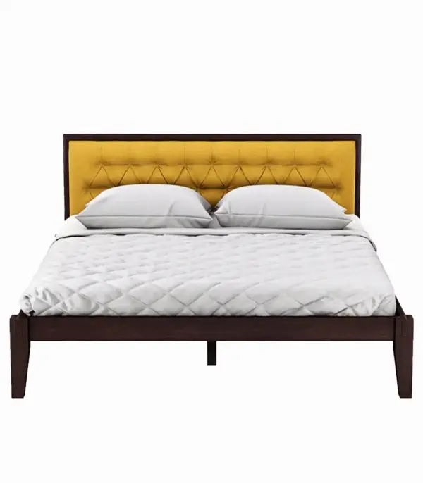 Nyork Solid Wood Queen Size Bed without Storage (Brown Finish)