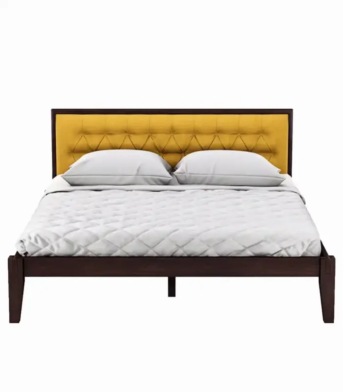 Nyork Solid Wood Queen Size Bed without Storage (Brown Finish)