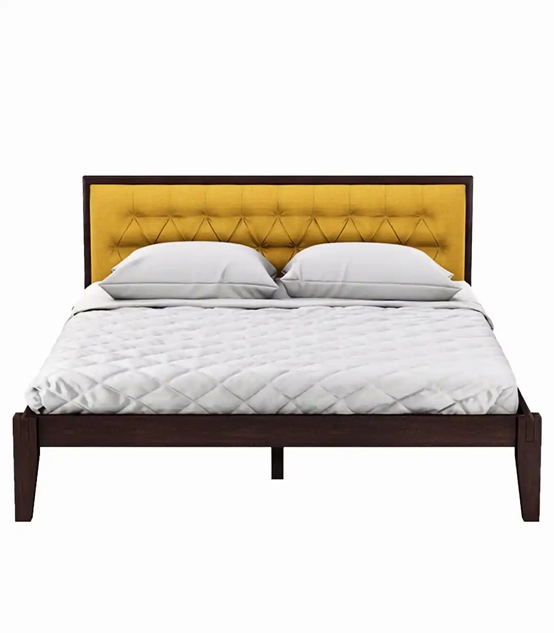 Nyork Solid Wood Queen Size Bed without Storage (Brown Finish)