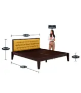 Nyork Solid Wood Queen Size Bed without Storage (Brown Finish)