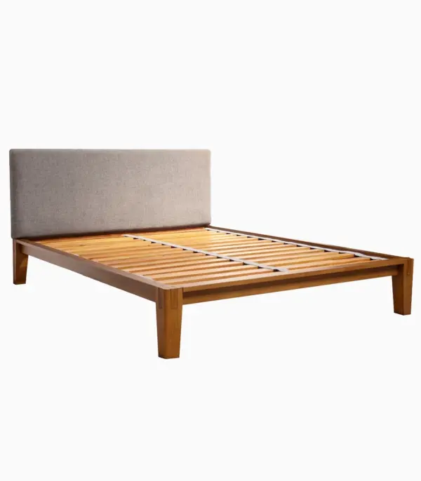 Orhayo Solid Wood Queen Size Bed without Storage (Walnut Finish)
