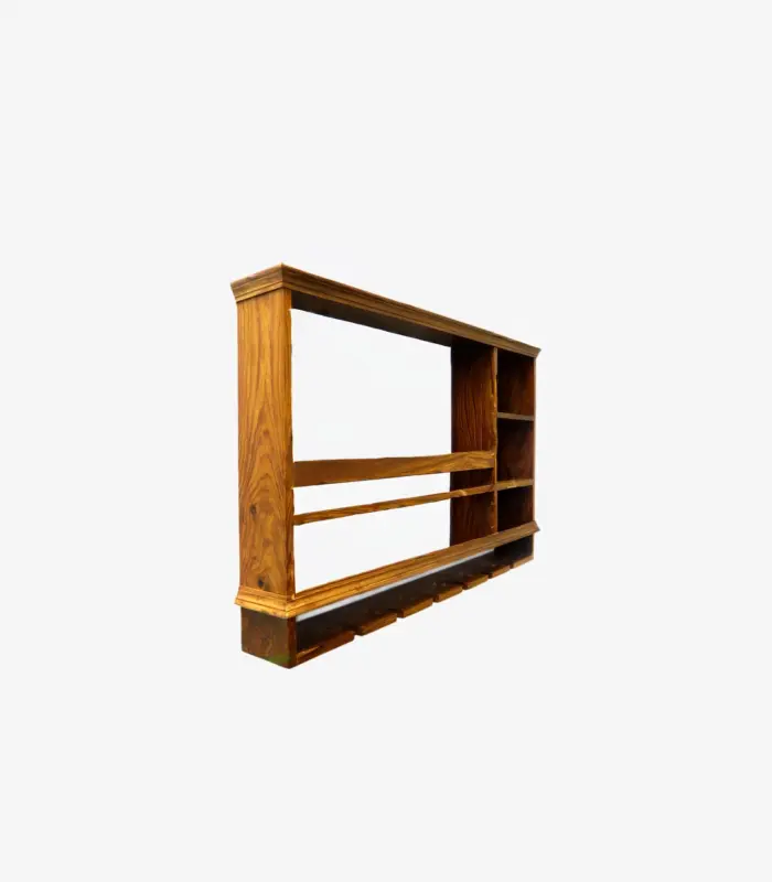 Orvik Sheesham Wood Wall-Mounted Wine Rack with Glass Mount (Brown Finish)