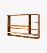 Orvik Sheesham Wood Wall-Mounted Wine Rack with Glass Mount (Brown Finish)