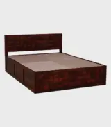 Pluton Sheesham Wood Queen Size Bed with Box Storage (Teak Finish)
