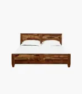 Rezzon Sheesham Wood Queen Size Bed without Storage (Teak Finish)
